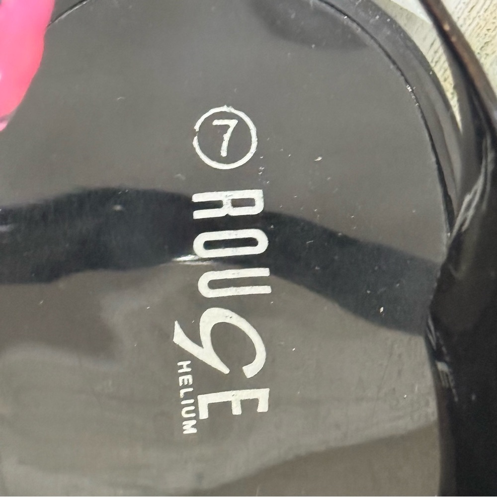 Rouge Helium Shiny Black Chunky Heel Ankle Strap - Picture 10 of 12